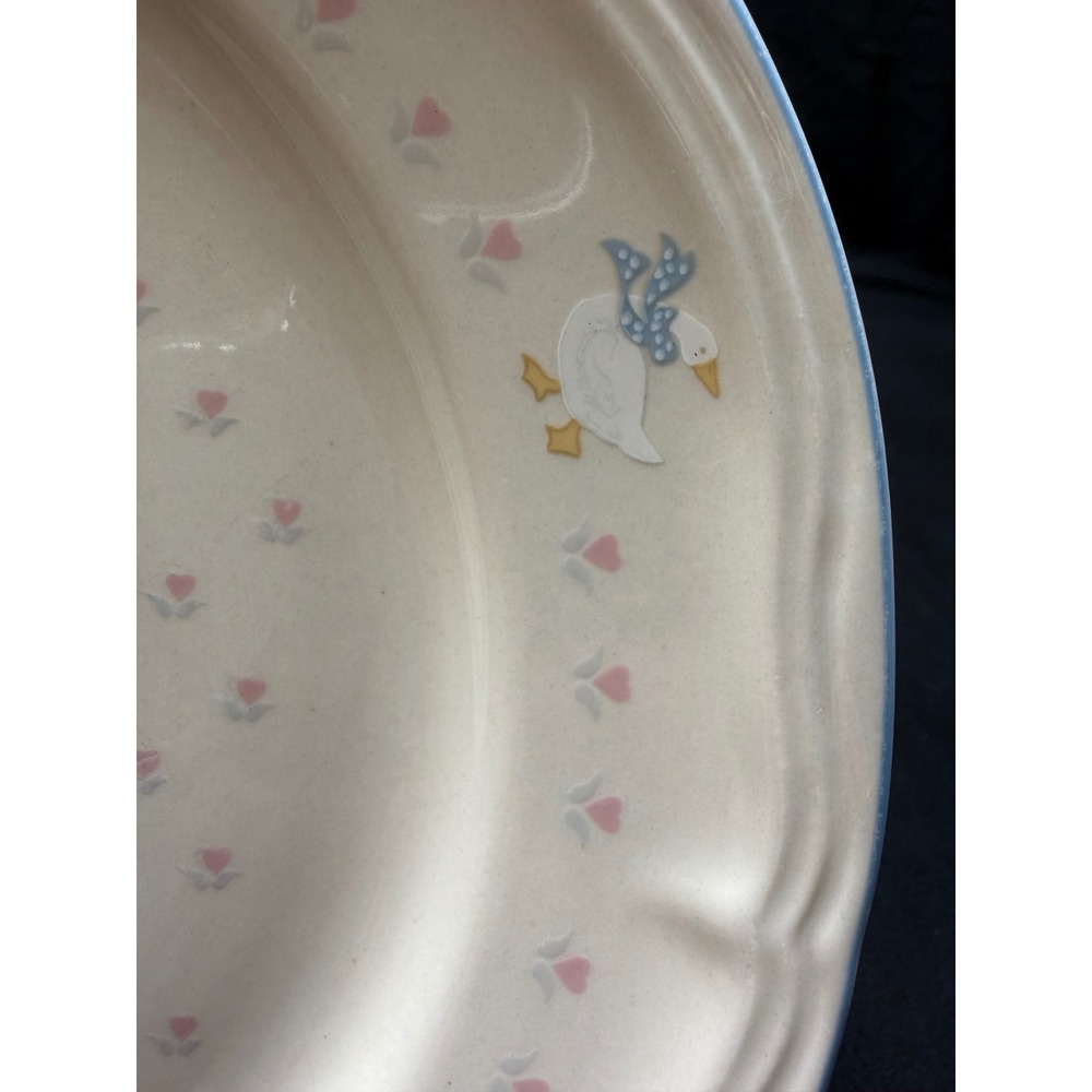 Tienshan Stoneware Country Goose Blue Bow Heart Vintage Dinnerware Cottagecore - Picture 3 of 16